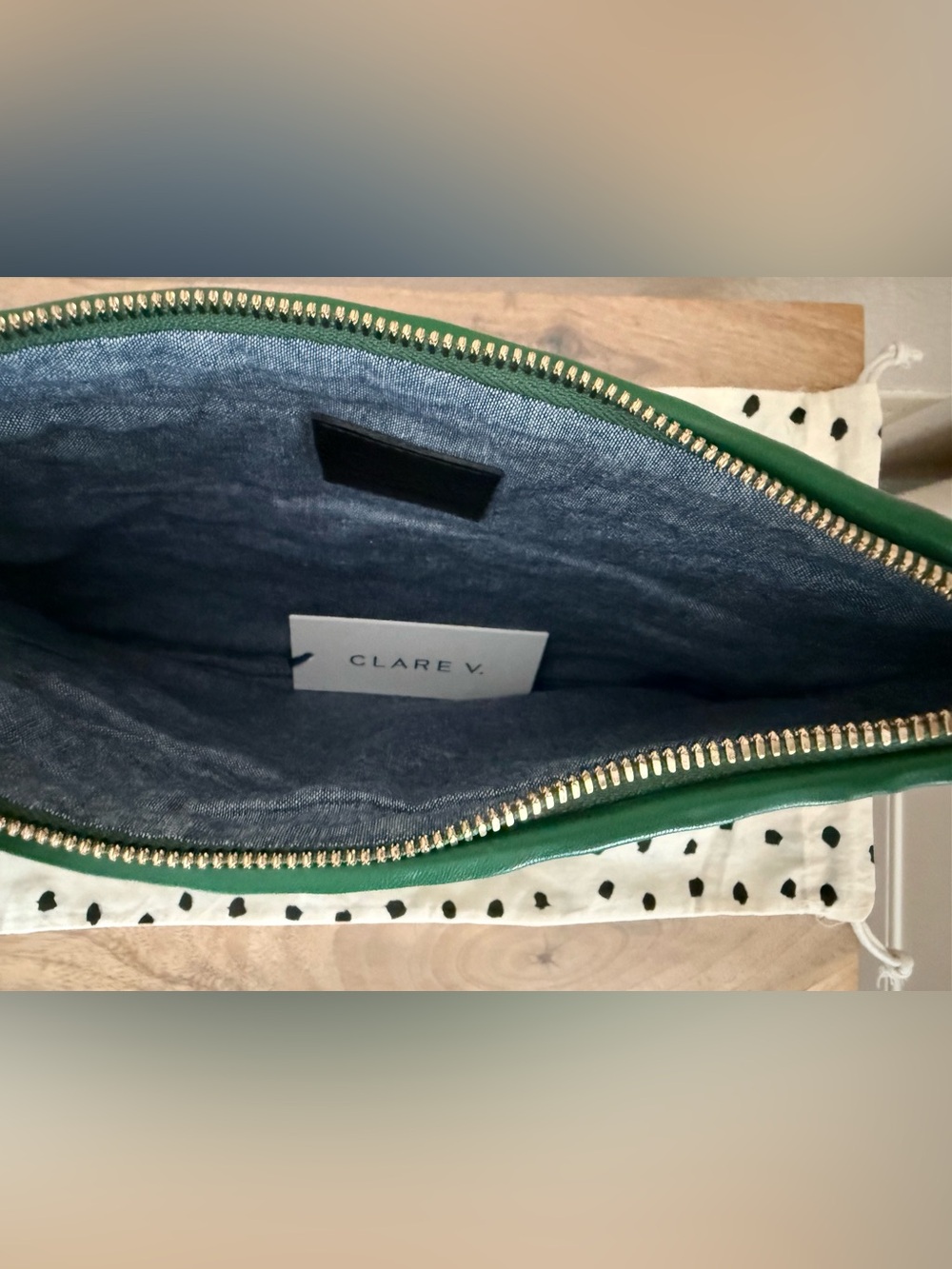Clare V. Fern Puffy Woven Flat Clutch with Tabs NWT - Picture 5 of 5